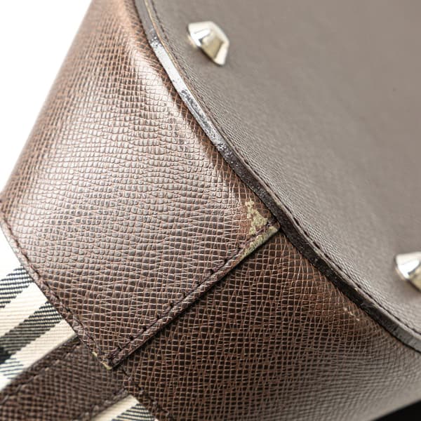 Pre-owned Burberry House Check Canvas Tote Brown
