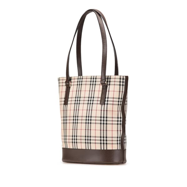 Pre-owned Burberry House Check Canvas Tote Brown