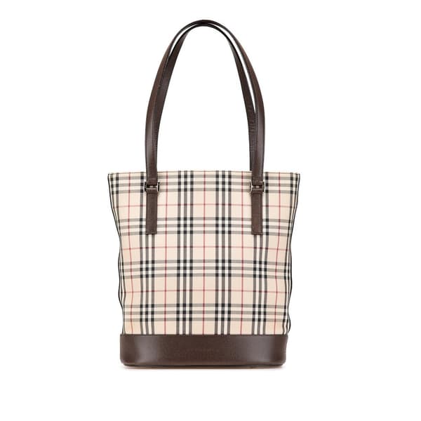 Pre-owned Burberry House Check Canvas Tote Brown