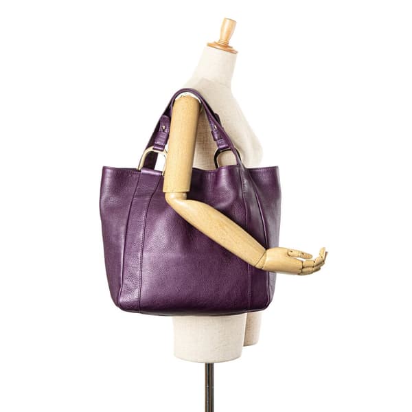 Pre-owned Gucci Leather Greenwich Tote Purple