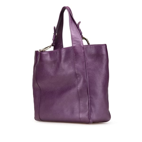 Pre-owned Gucci Leather Greenwich Tote Purple