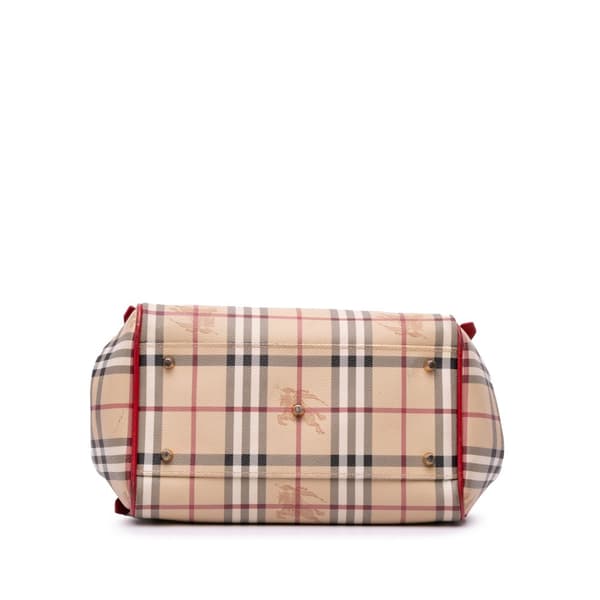 Pre-owned Burberry Haymarket Check Coated Canvas Canterbury Tote Brown