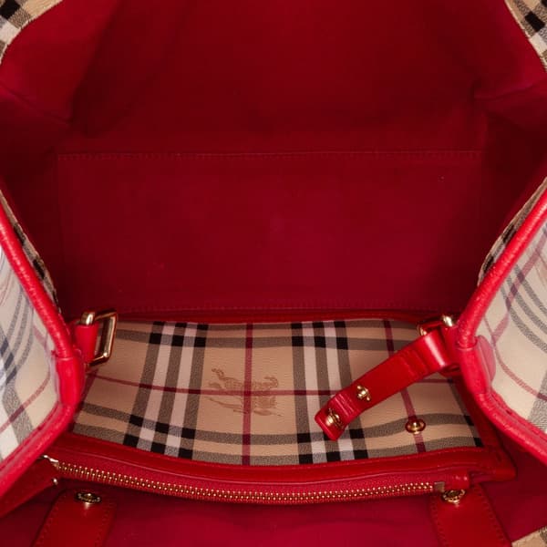 Pre-owned Burberry Haymarket Check Coated Canvas Canterbury Tote Brown