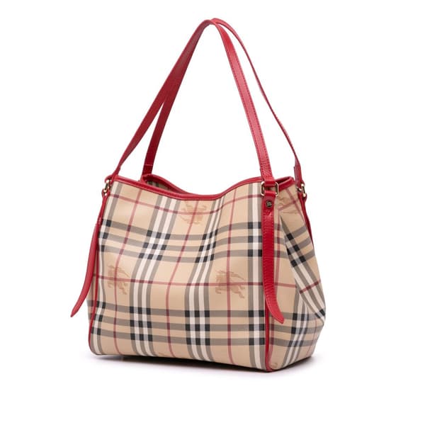 Pre-owned Burberry Haymarket Check Coated Canvas Canterbury Tote Brown