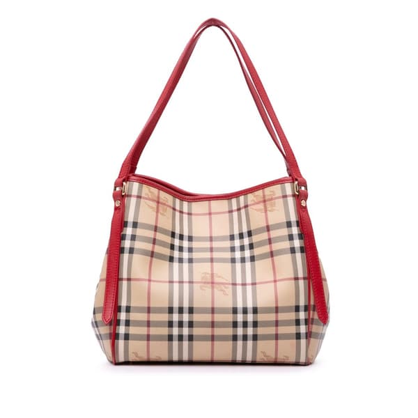 Pre-owned Burberry Haymarket Check Coated Canvas Canterbury Tote Brown