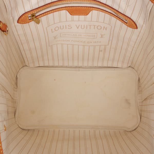 Pre-owned Louis Vuitton Damier Azur Neverfull MM White