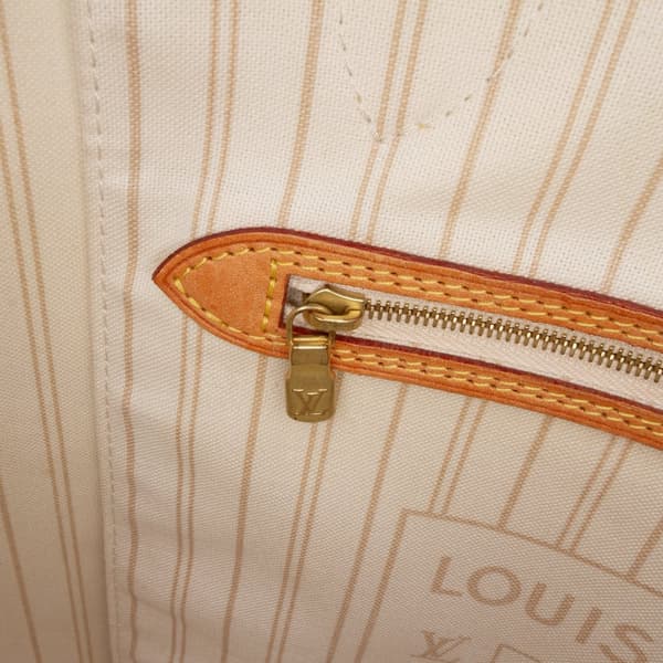 Pre-owned Louis Vuitton Damier Azur Neverfull MM White