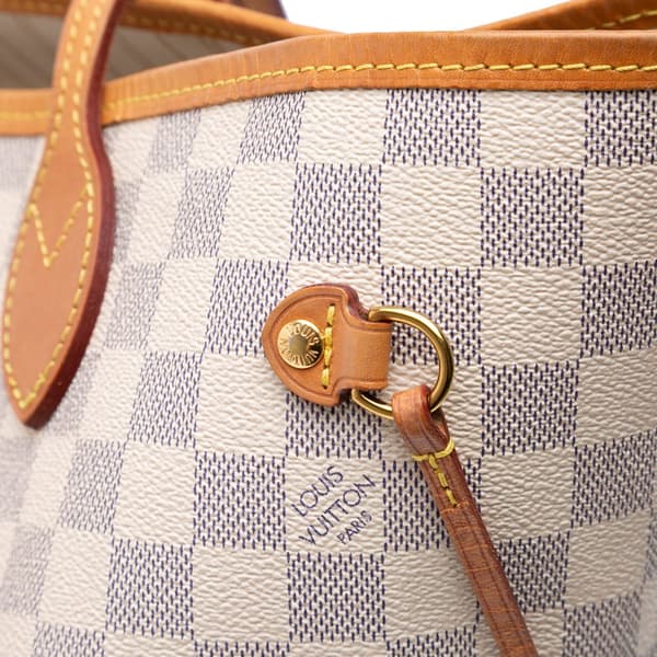 Pre-owned Louis Vuitton Damier Azur Neverfull MM White