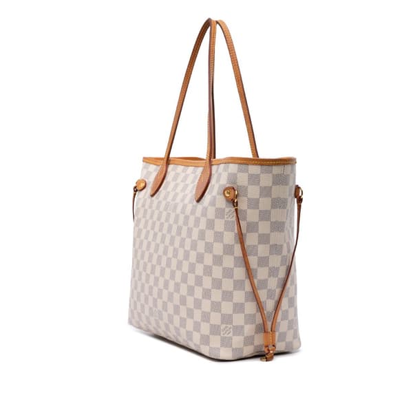 Pre-owned Louis Vuitton Damier Azur Neverfull MM White