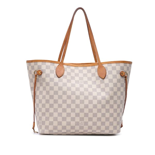 Pre-owned Louis Vuitton Damier Azur Neverfull MM White