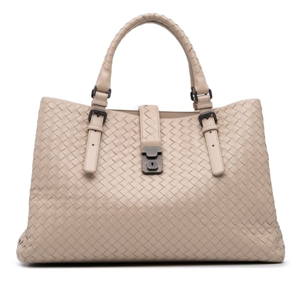 Pre-owned Bottega Veneta Medium Nappa Intrecciato Roma Tote Brown