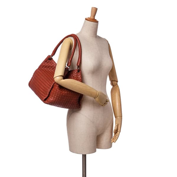 Pre-owned Bottega Veneta Nappa Intrecciato Parachute Tote Red