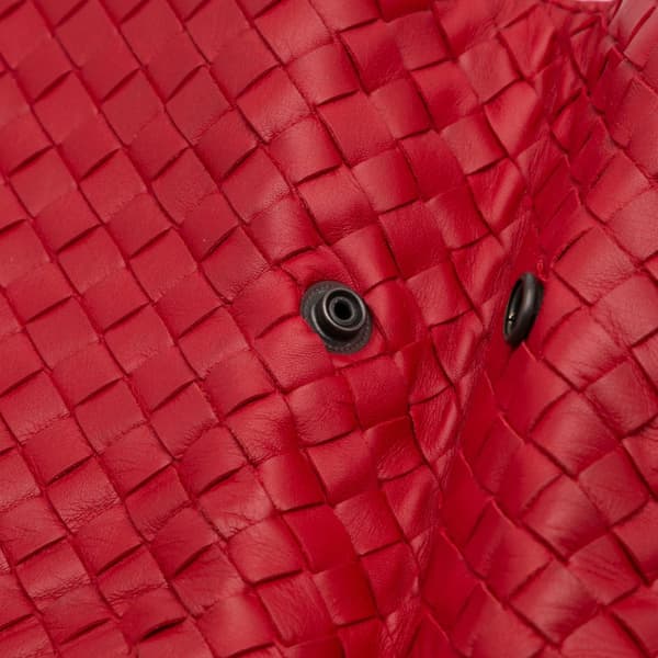 Pre-owned Bottega Veneta Nappa Intrecciato Belt Strap Tote Red