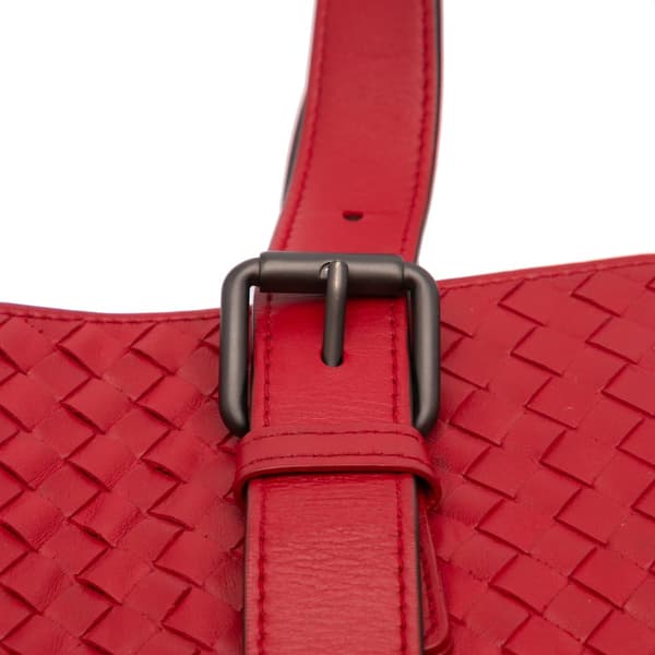 Pre-owned Bottega Veneta Nappa Intrecciato Belt Strap Tote Red