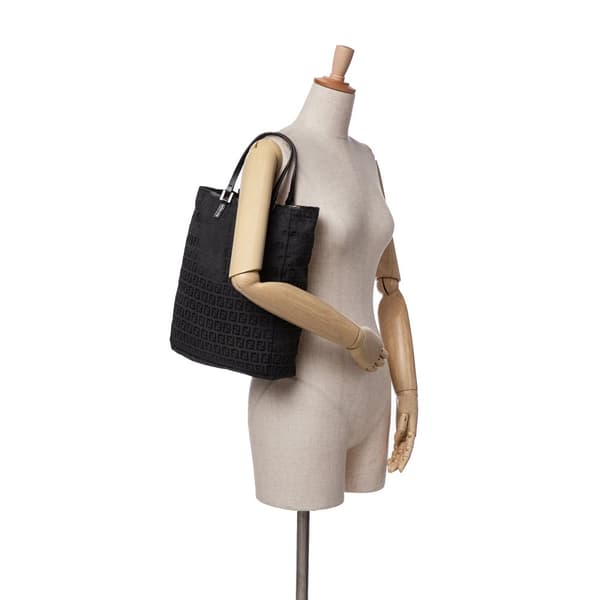 Pre-owned Fendi Zucchino Canvas Tote Black