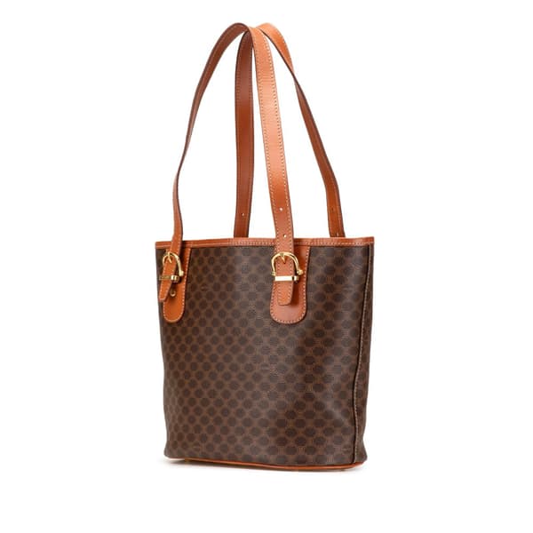 Pre-owned Celine Macadam Coated Canvas Tote Brown