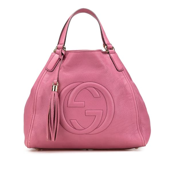 Pre-owned Gucci Medium Leather Soho Cellarius Tote Pink