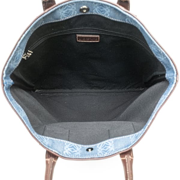 Pre-owned LOEWE Anagram Denim Tote Blue