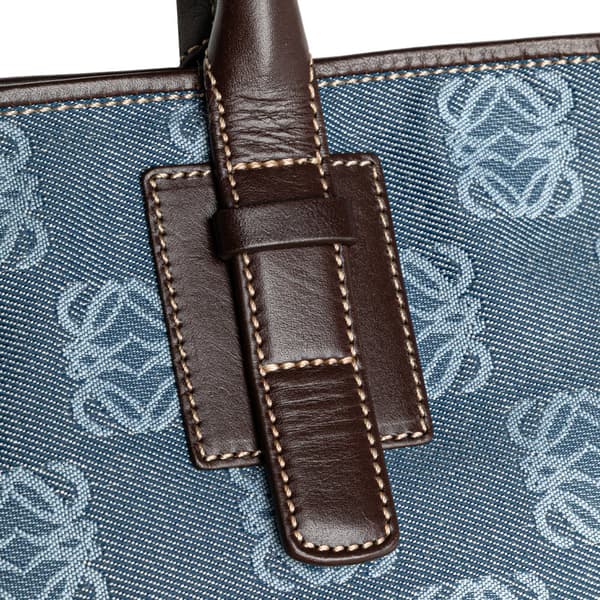Pre-owned LOEWE Anagram Denim Tote Blue