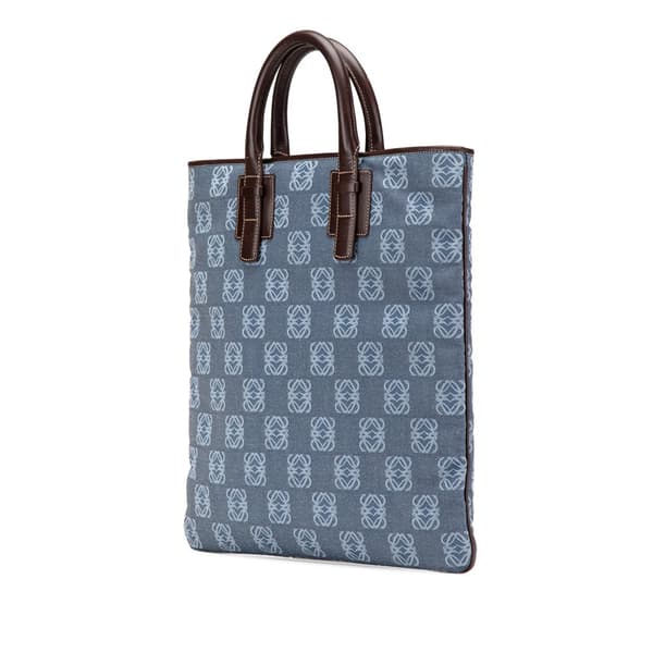 Pre-owned LOEWE Anagram Denim Tote Blue