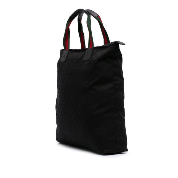 Pre-owned Gucci GG Canvas Web Tote Black