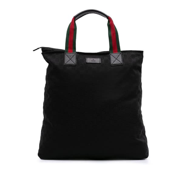 Pre-owned Gucci GG Canvas Web Tote Black