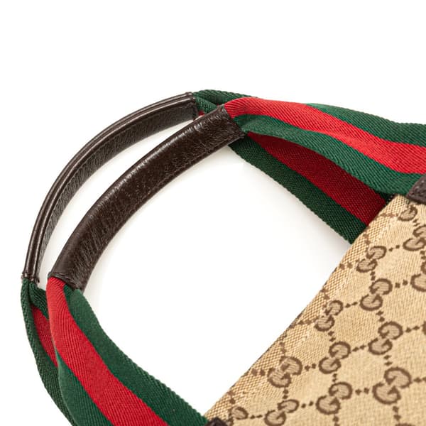 Pre-owned Gucci GG Canvas Web Tote Brown
