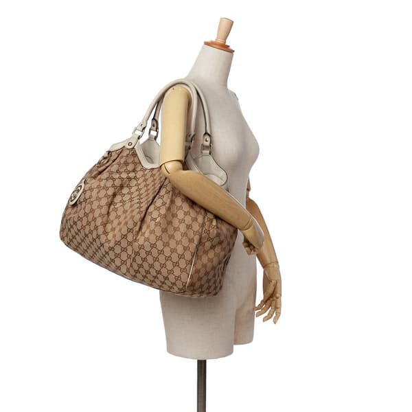 Pre-owned Gucci Large GG Canvas Sukey Tote Brown
