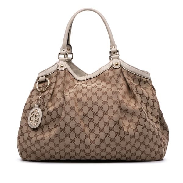 Pre-owned Gucci Large GG Canvas Sukey Tote Brown