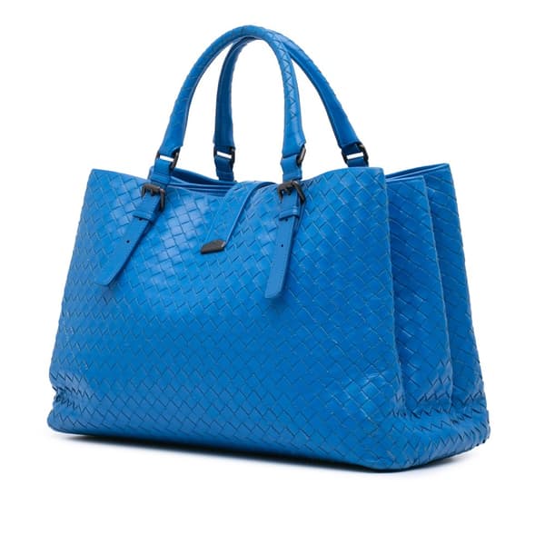Pre-owned Bottega Veneta Medium Nappa Intrecciato Roma Tote Blue
