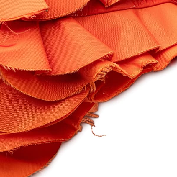 Pre-owned Prada Vernice and Tessuto Ruffle Tote Orange