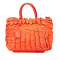 Miniatyrbillede 1 af 10: Pre-owned Prada Vernice and Tessuto Ruffle Tote Orange