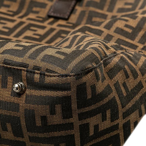 Pre-owned Fendi Large Zucca Canvas Twins Tote Brown