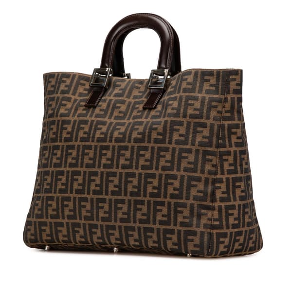 Pre-owned Fendi Large Zucca Canvas Twins Tote Brown