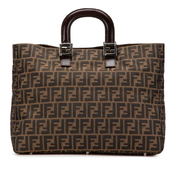 Pre-owned Fendi Large Zucca Canvas Twins Tote Brown