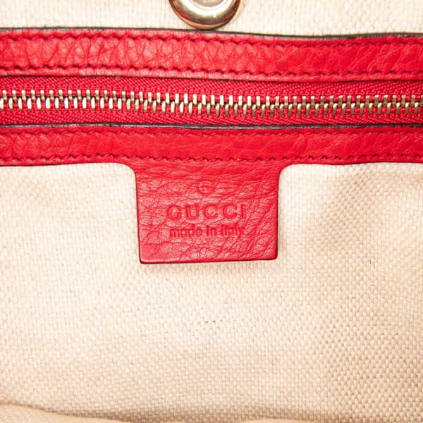 Pre-owned Gucci Medium Leather Soho Chain Tote Red