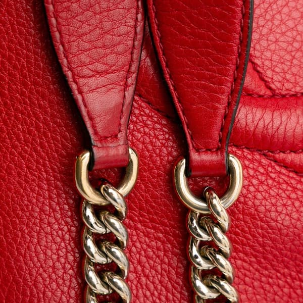Pre-owned Gucci Medium Leather Soho Chain Tote Red
