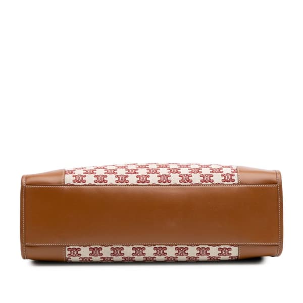 Pre-owned Celine Triomphe Embroidered Canvas Horizontal Cabas Brown