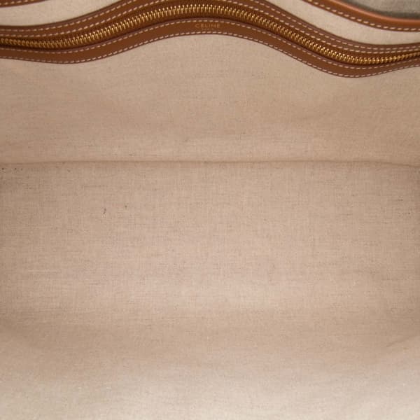 Pre-owned Celine Triomphe Embroidered Canvas Horizontal Cabas Brown