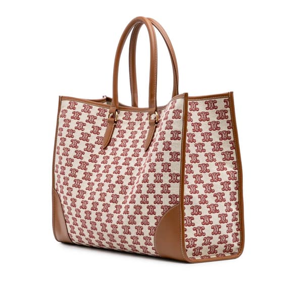 Pre-owned Celine Triomphe Embroidered Canvas Horizontal Cabas Brown
