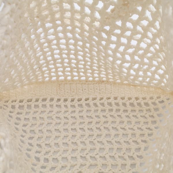 Pre-owned Prada Raffia Effect Crochet Logo Embroidered Tote White