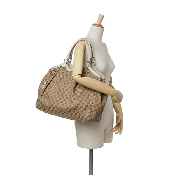 Pre-owned Gucci Large GG Canvas Sukey Tote Brown