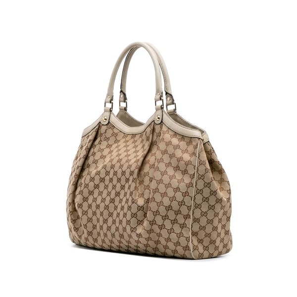 Pre-owned Gucci Large GG Canvas Sukey Tote Brown