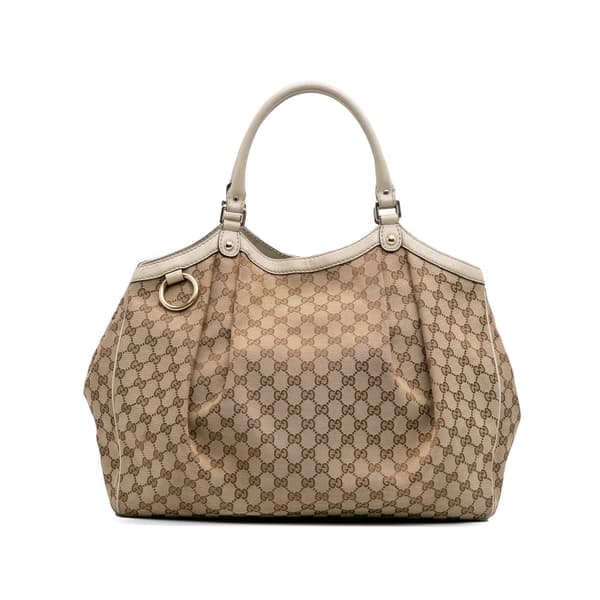 Pre-owned Gucci Large GG Canvas Sukey Tote Brown
