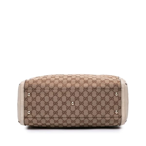 Pre-owned Gucci Medium GG Canvas Bella Tote Brown