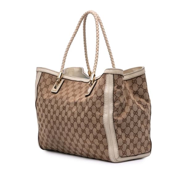 Pre-owned Gucci Medium GG Canvas Bella Tote Brown