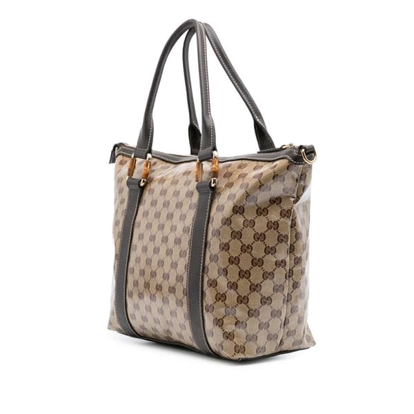 Pre-owned Gucci GG Crystal Abbey D Ring Tote Brown