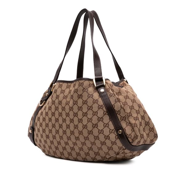 Pre-owned Gucci GG Canvas Abbey D Ring Tote Brown