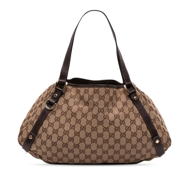 Pre-owned Gucci GG Canvas Abbey D Ring Tote Brown