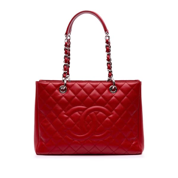 Pre-owned Chanel Caviar Grand Shopping Tote Red
